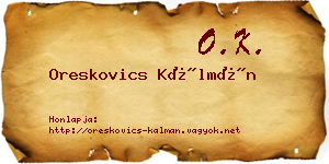 Oreskovics Kálmán névjegykártya
